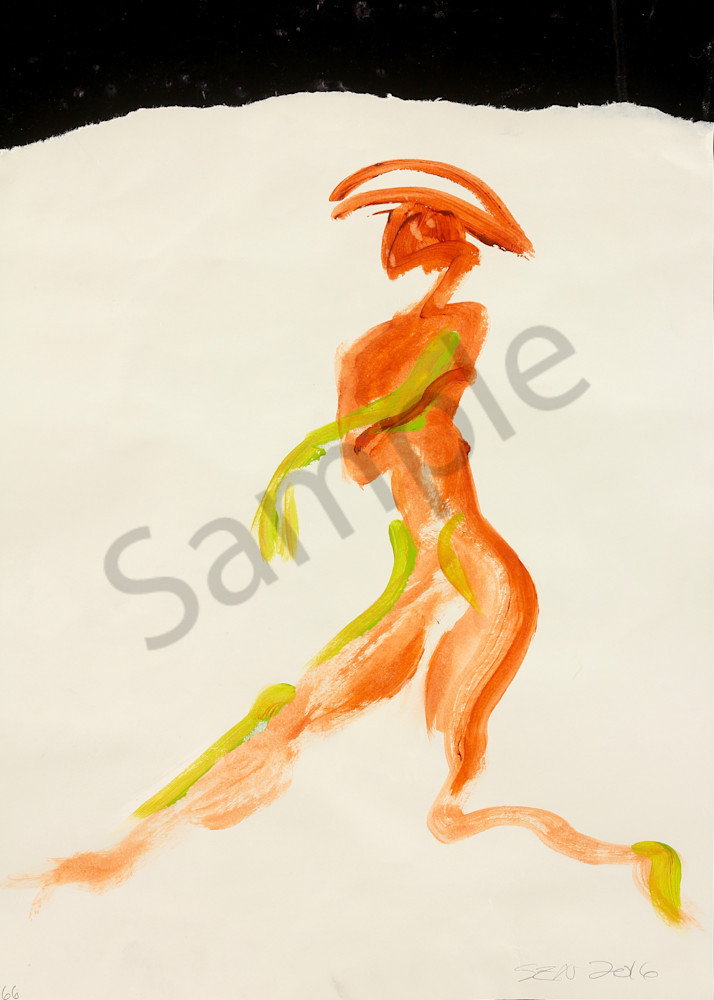 Dancer With Hat is an acrylic painting. Art by Susan Kraft