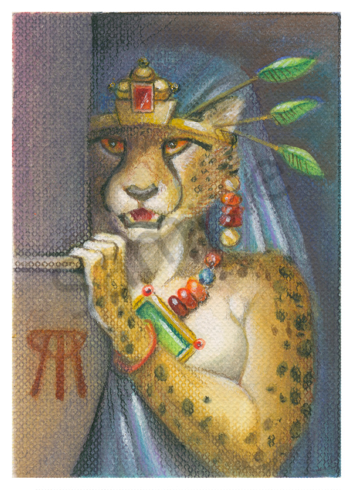 Secrets Overheard ACEO card with werecat eavesdropping.
