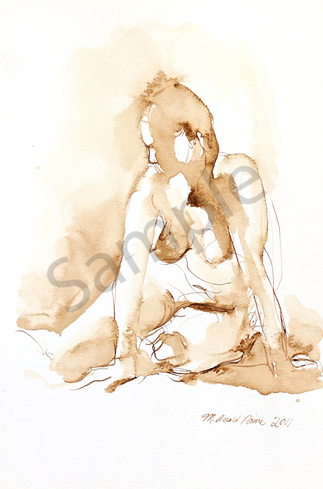 Seated Female Pen and Ink Nude