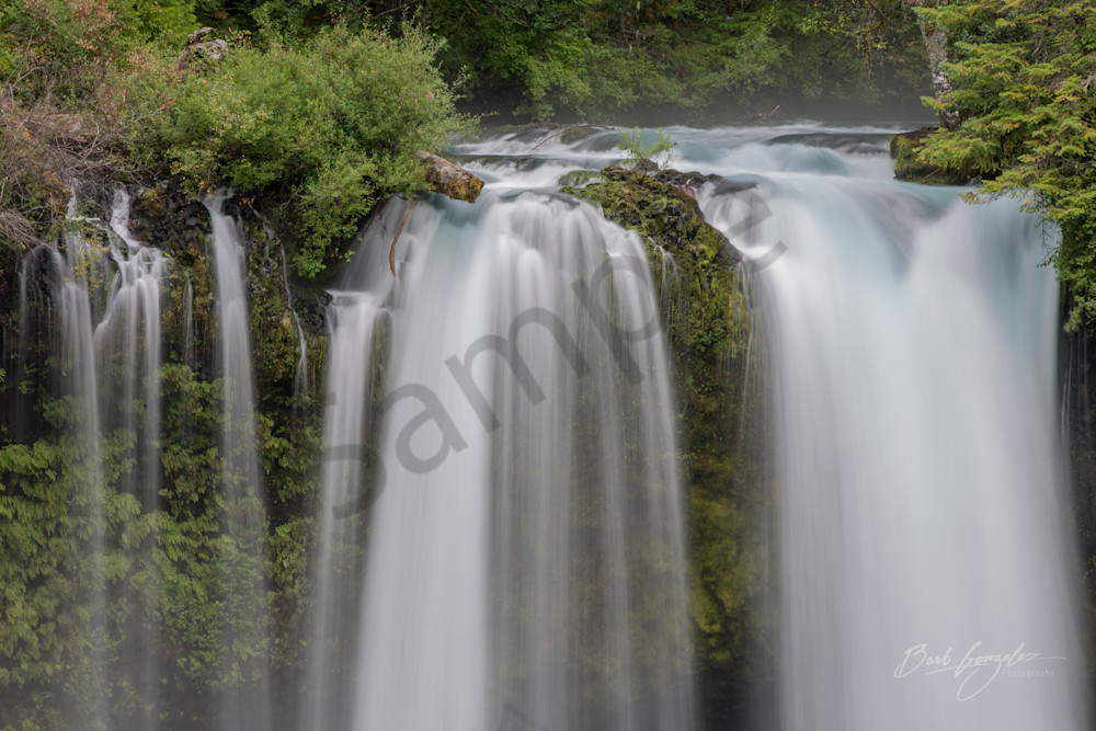 Aqua waters flow over Koosah Falls in this fine art photo by Barb Gonzalez Photography