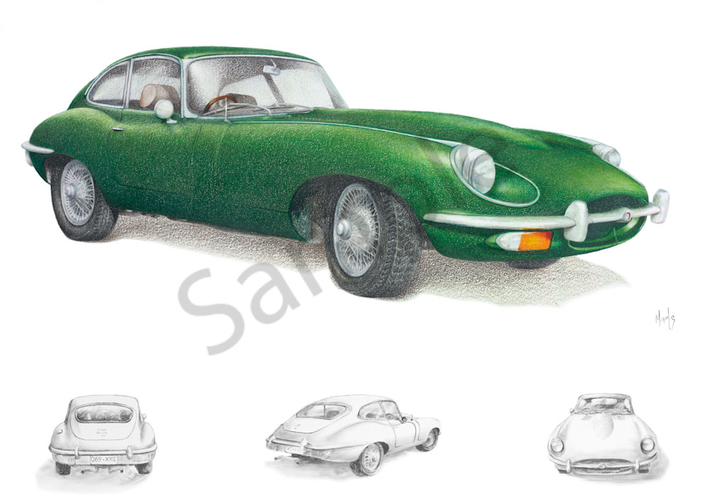 Jag E-Type with Drawings