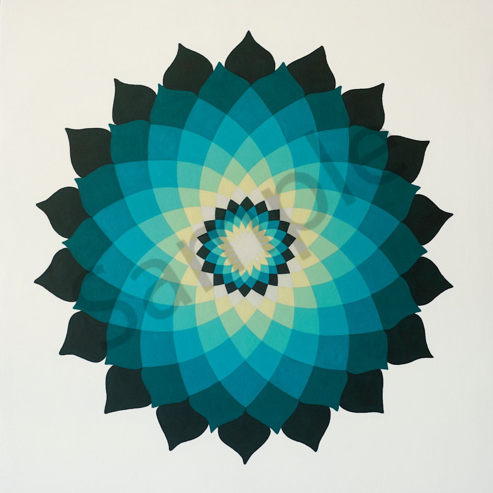 Turquoise Lotus Mandala Art | FireFlower Art