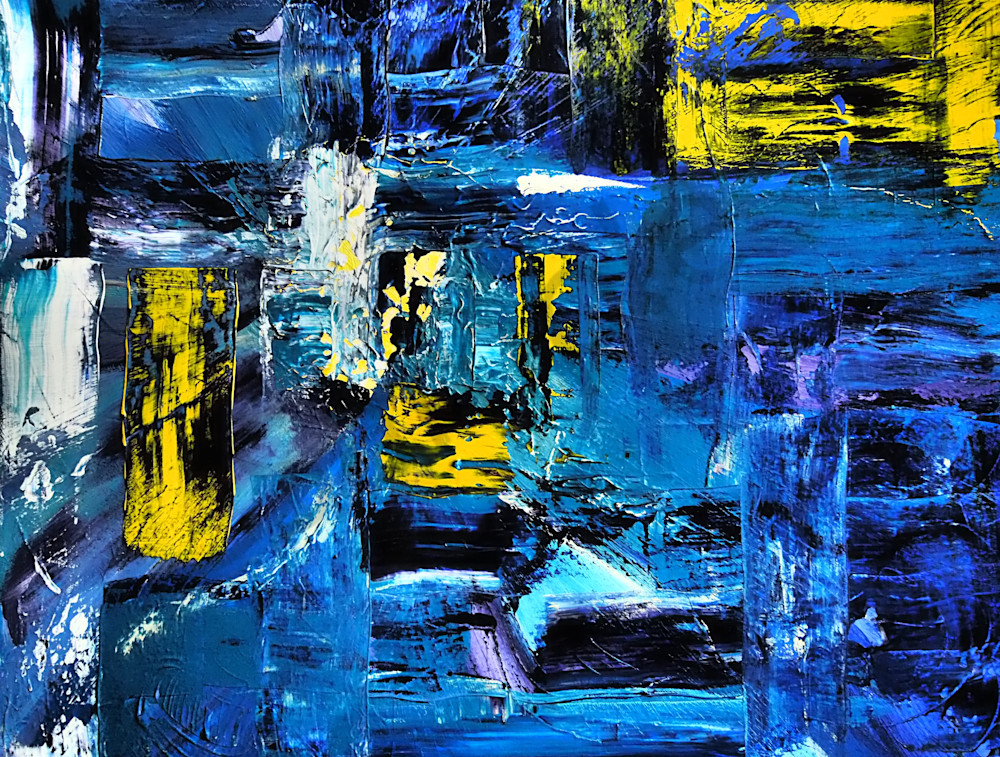Blue Divison Layered -Abstract Painting, Dewey Mann Art, Abstract Art Painting with texture by Dewey Mann  