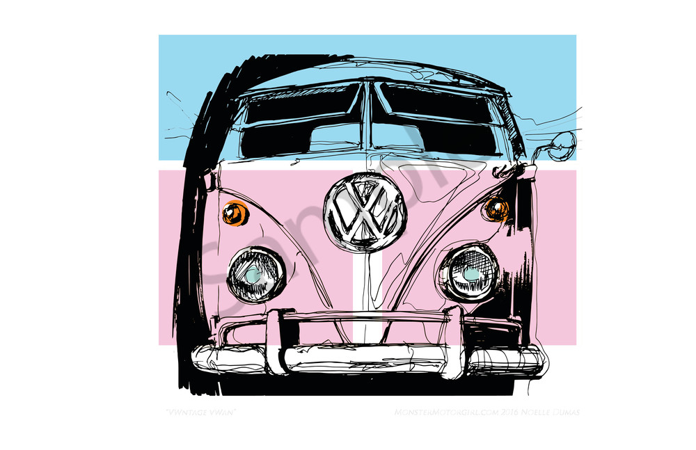 VW vintage van pink