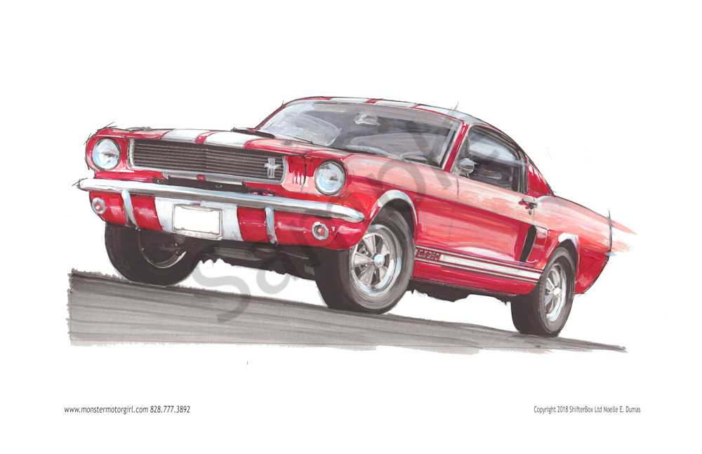 65 Shelby Mustang Red With White Stripes