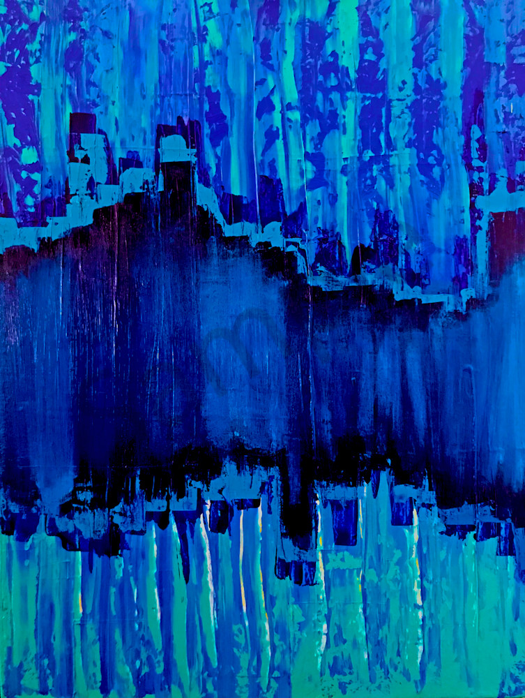  Blue Abstract Scream Stream_(yell back painting)  - Abstract Painting | Dewey Mann Art. Limited Edition Collection Painting by Artist Dewey Mann, Denver Colorado!