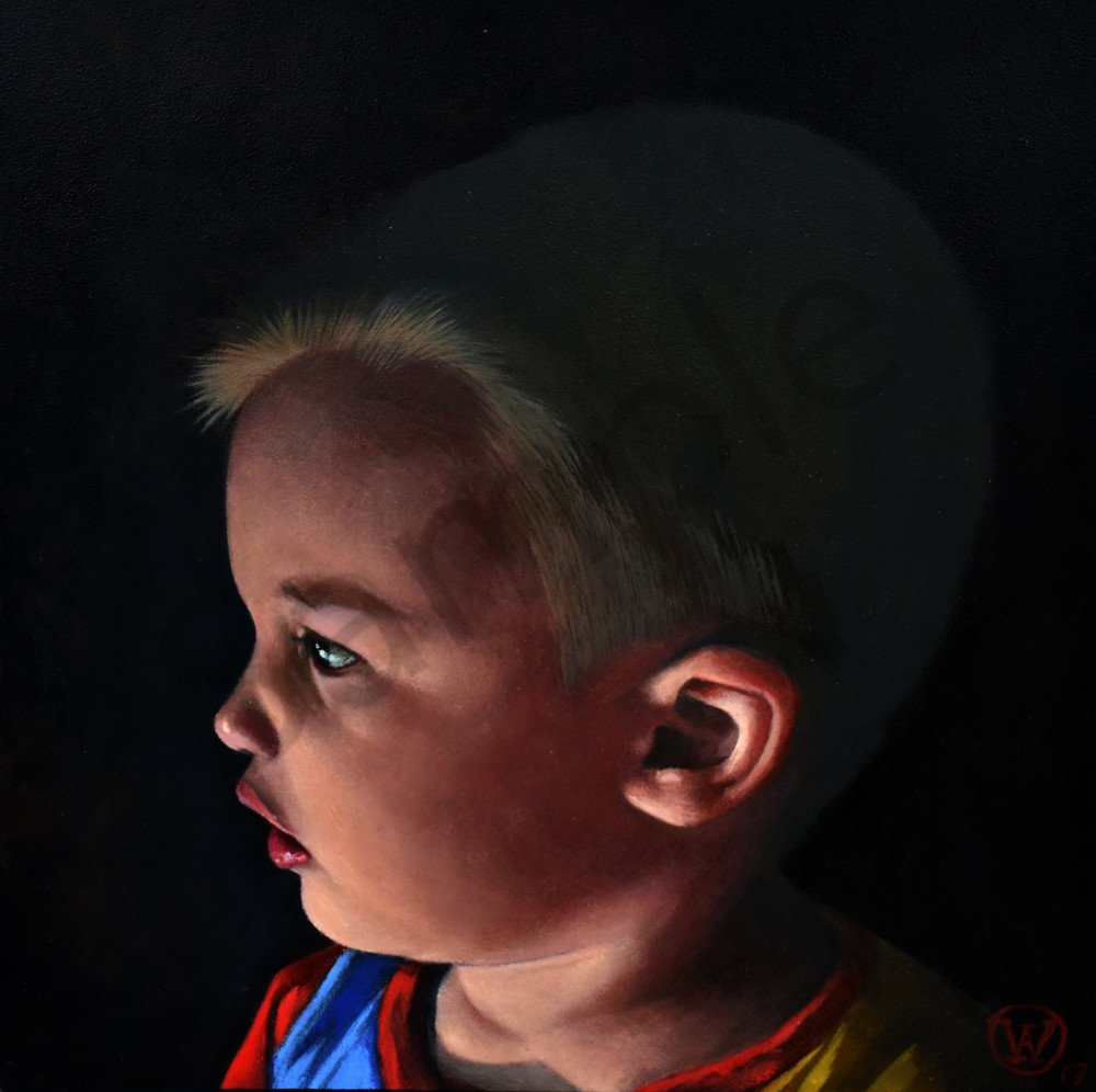 Oil painting of a young boy