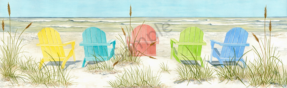 Paintings of adirondack chairs on shop the beach
