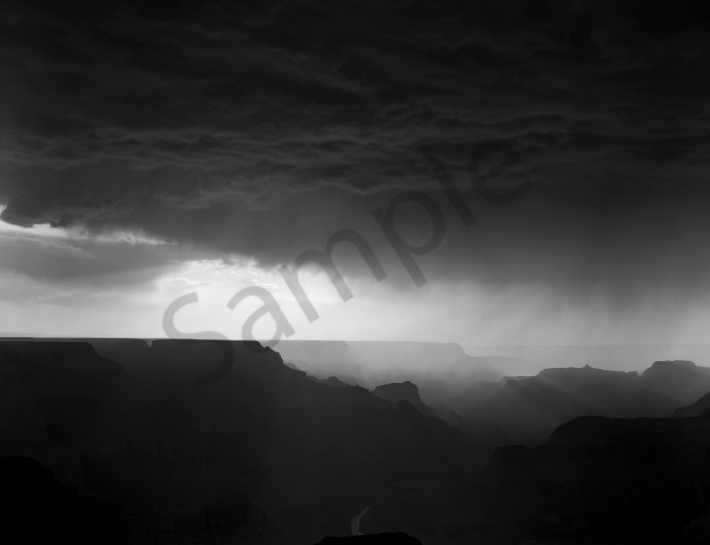 Monsoon storm crossing over the canyon, from Lipan Point, Grand Canyon National Park,