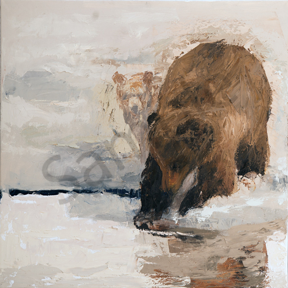 Sow And Cubs At Oxbow Bend Art | Mary Roberson
