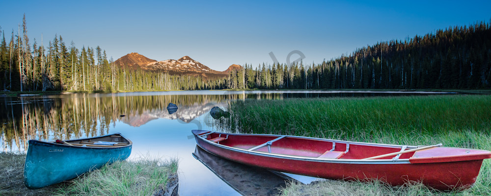 Panoramic Serene Canoes on Lake Photo for sale |Barb Gonzalez Photography