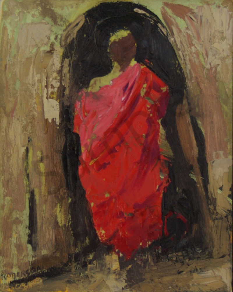 Maasai Youth Entering Hut  Art | Mary Roberson