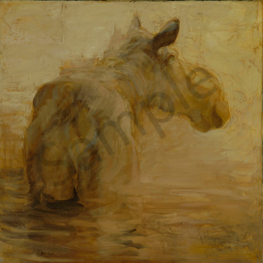 Moose In Water Art | Mary Roberson