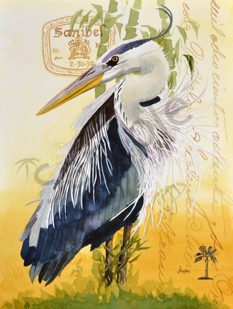 Blue Heron II - A painting of a Sanibel Blue Heron