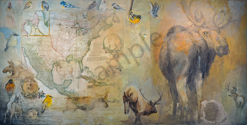 North American Deer Family 48x96mm23000 Art | Mary Roberson