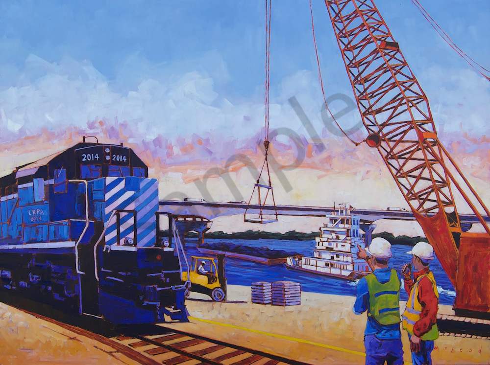 Where Business Is Moving, fine art prints from original oil on canvas painting by Matt McLeod for The Little Rock Port Authority.