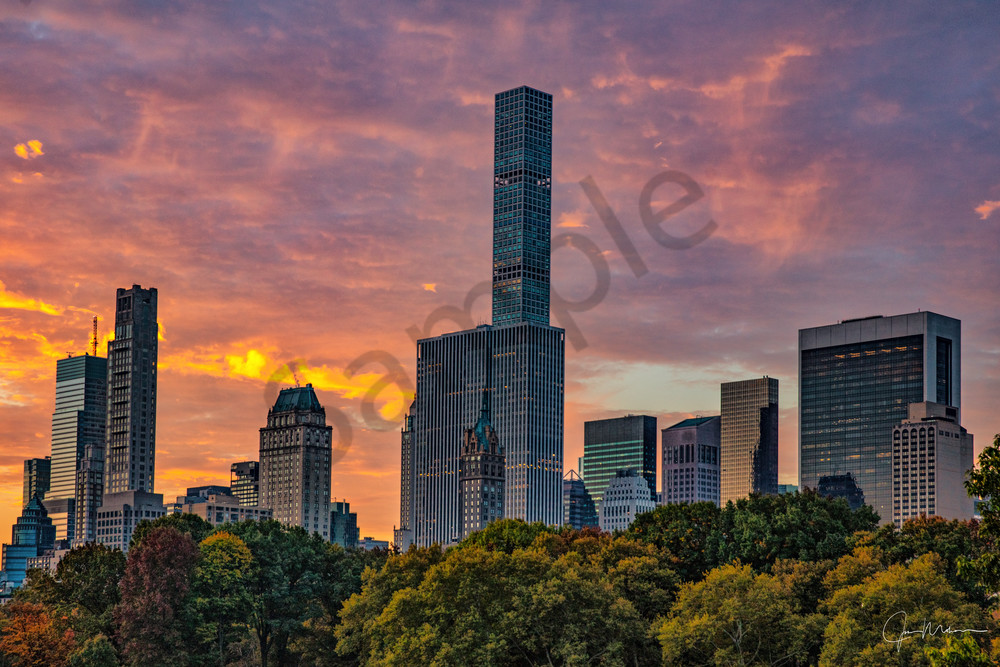 Sunrise View Of The New York City Skyline   Central Park, Ny Art | JMohar.com