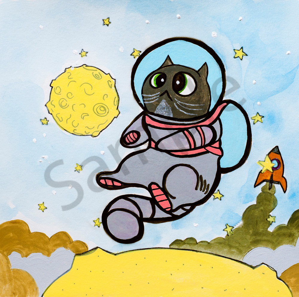 Space Kittie 6x6 Art | arteparalavida