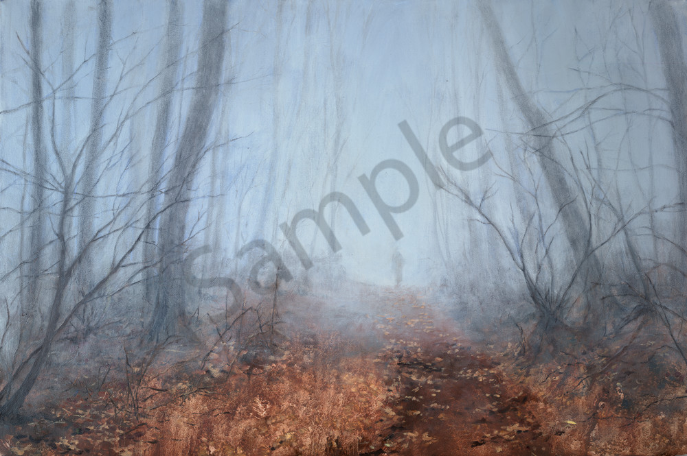"Faith" Oil Painting of Hiking thru Forest Fog, Prints