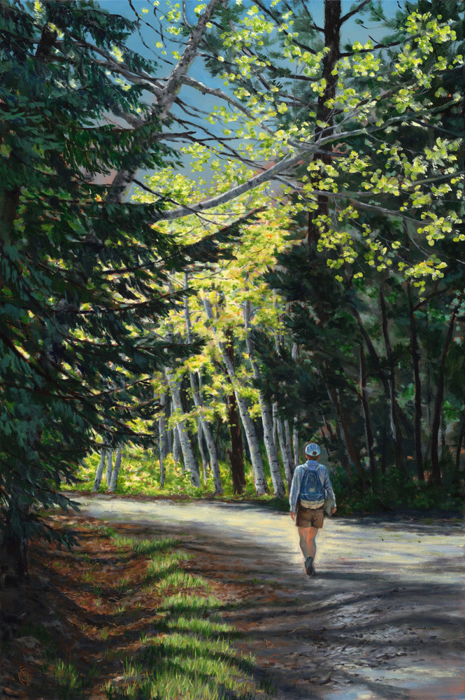 Oil Painting "Returning Home" to Mountain Hiking