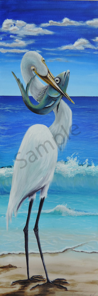 Egret Catch Art | Shore Paintings