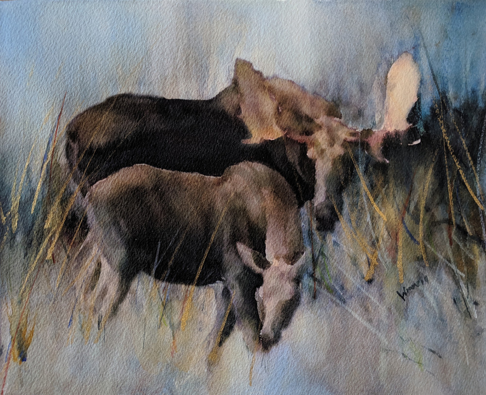 "Moose And Calf" by New Mexico Artist Penny Winn | Prophetics Gallery