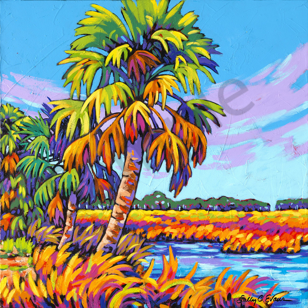 Palms Dance On The Marsh Website Art | Sally C. Evans Fine Art