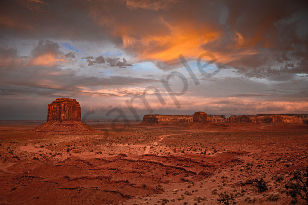 A sunset at Monument Valley Navajo Tribal Park.