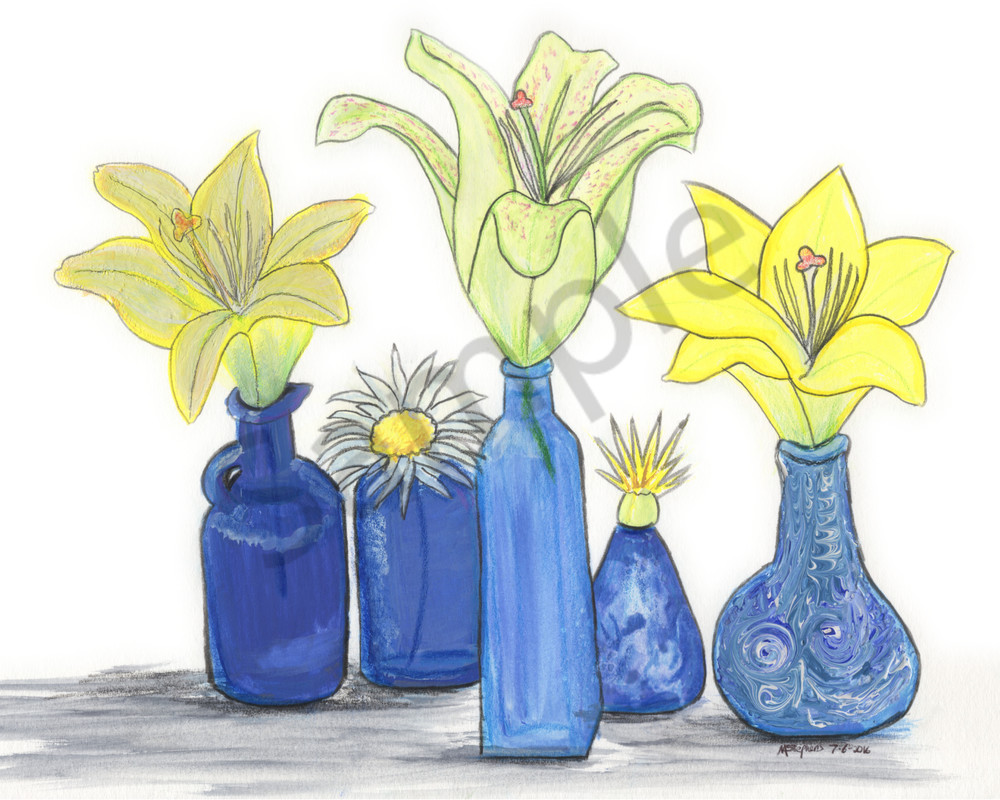 Lilies And Blue Vases Gouache 8x10 For Printing Marie Stephens Art Art | Marie Stephens Art Lilies And Blue Vases Gouache 8x10 For Printing Marie Stephens Art Art | Marie Stephens Art