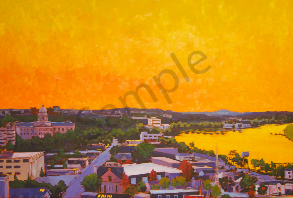 Fine art prints from 365 Sunsets Series, #5, Capitol City, original oil on canvas painting by Matt McLeod