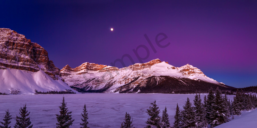 Moonset over Bow Lake