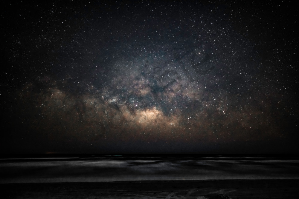 Standing on the beach at Port Aransas Texas looking at the Milky Way over the Gulf of Mexico