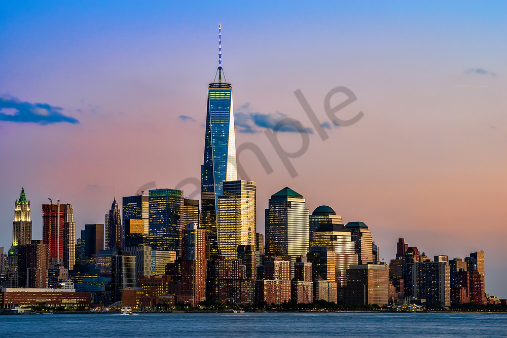 World Trade Center rising above Manhattan skyline