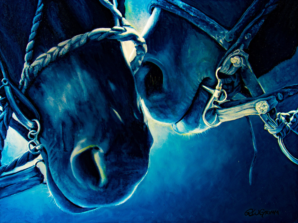 horse, noses, blue, abstract