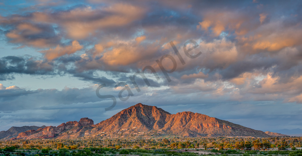 Sunset on Phoenix Camelback Mountain Panorama 