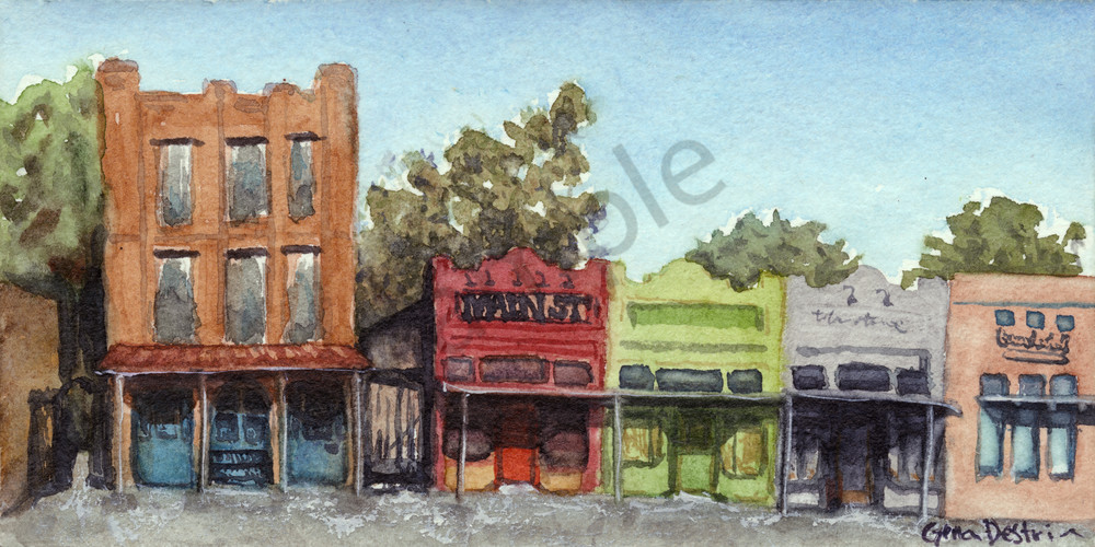 Main Street, Texas, Prints, Watercolor