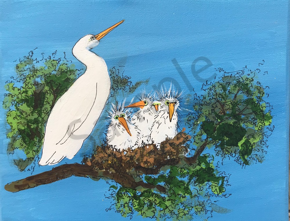 Crowded Nest Art | Cathy Bader Mills Fine Arts