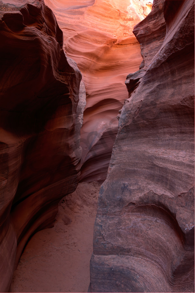 Sandy slot canyon narrow passage