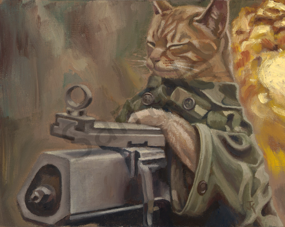art of cat with machine gun