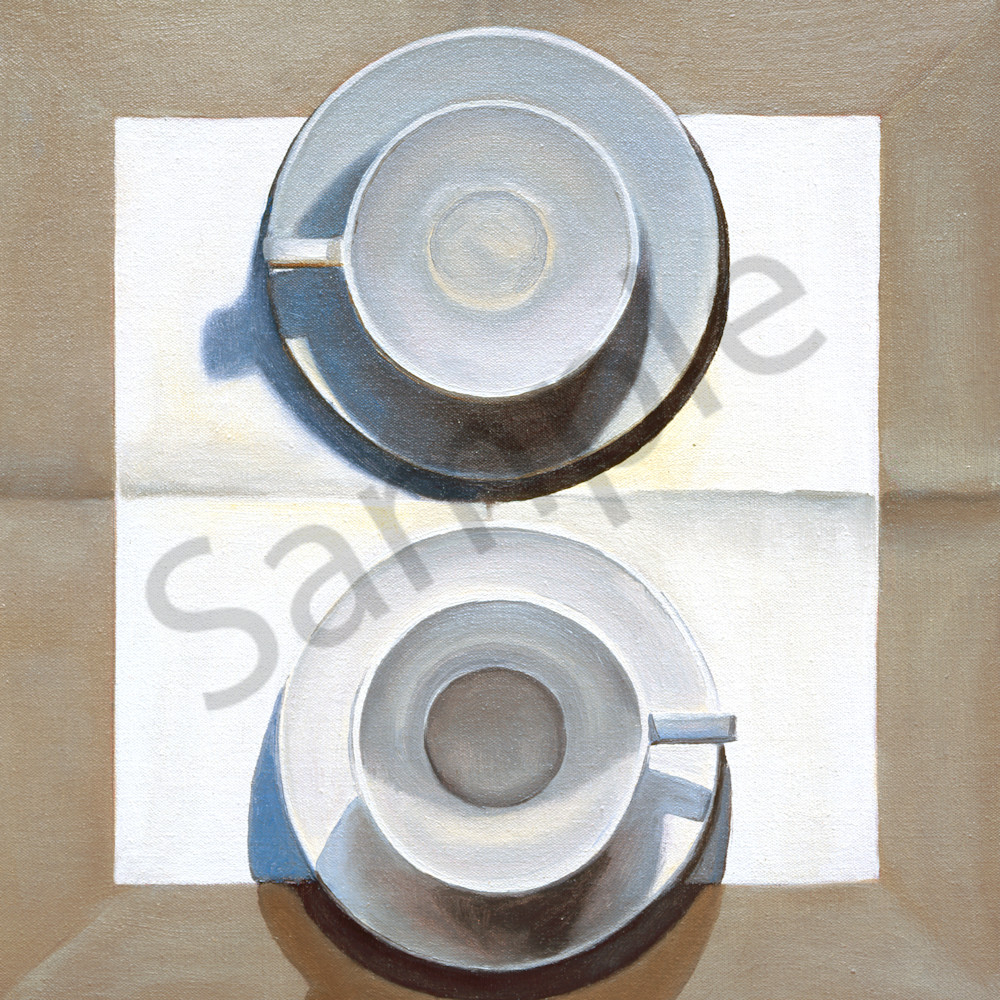 2 Large Cups On Linen Art | Courtney Miller Bellairs Artist
