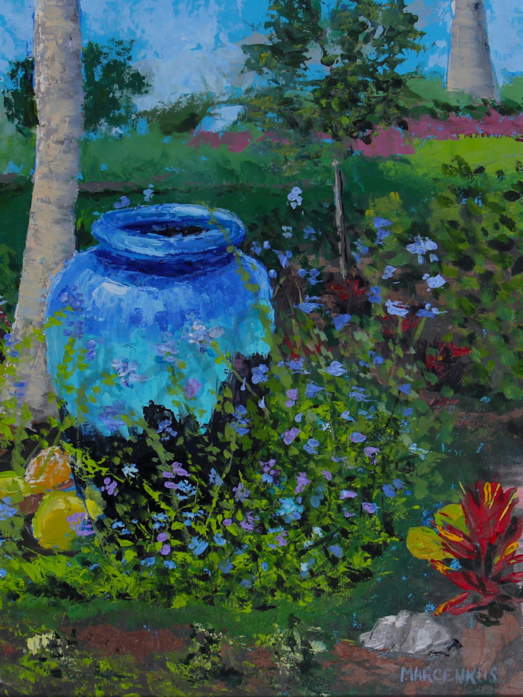 Blue Jar In The Garden  Art | Al Marcenkus Art, LLC
