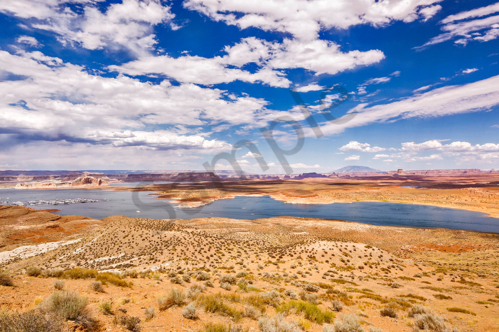 Overlooking Wahweap Marina And Navajo Mountain Photography Art | Mason & Mason Images