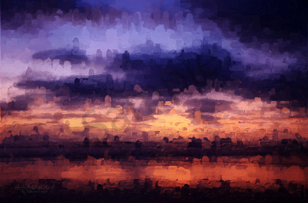 "Abstract Evening Beach Reflection" - digital painting photograph