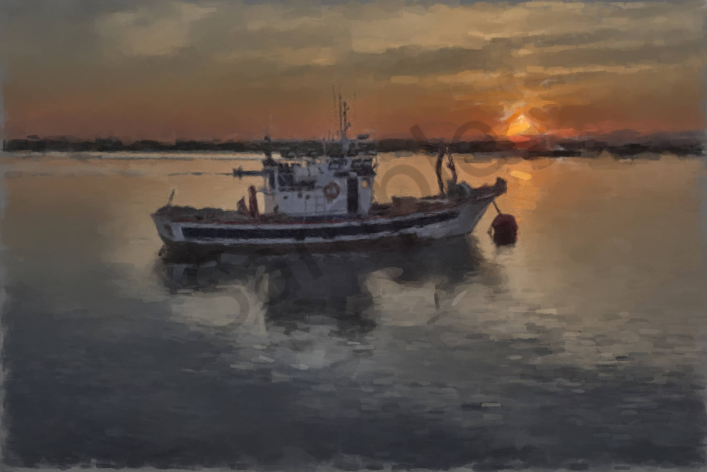 Fishing Boat In Harbor Art | Windhorse