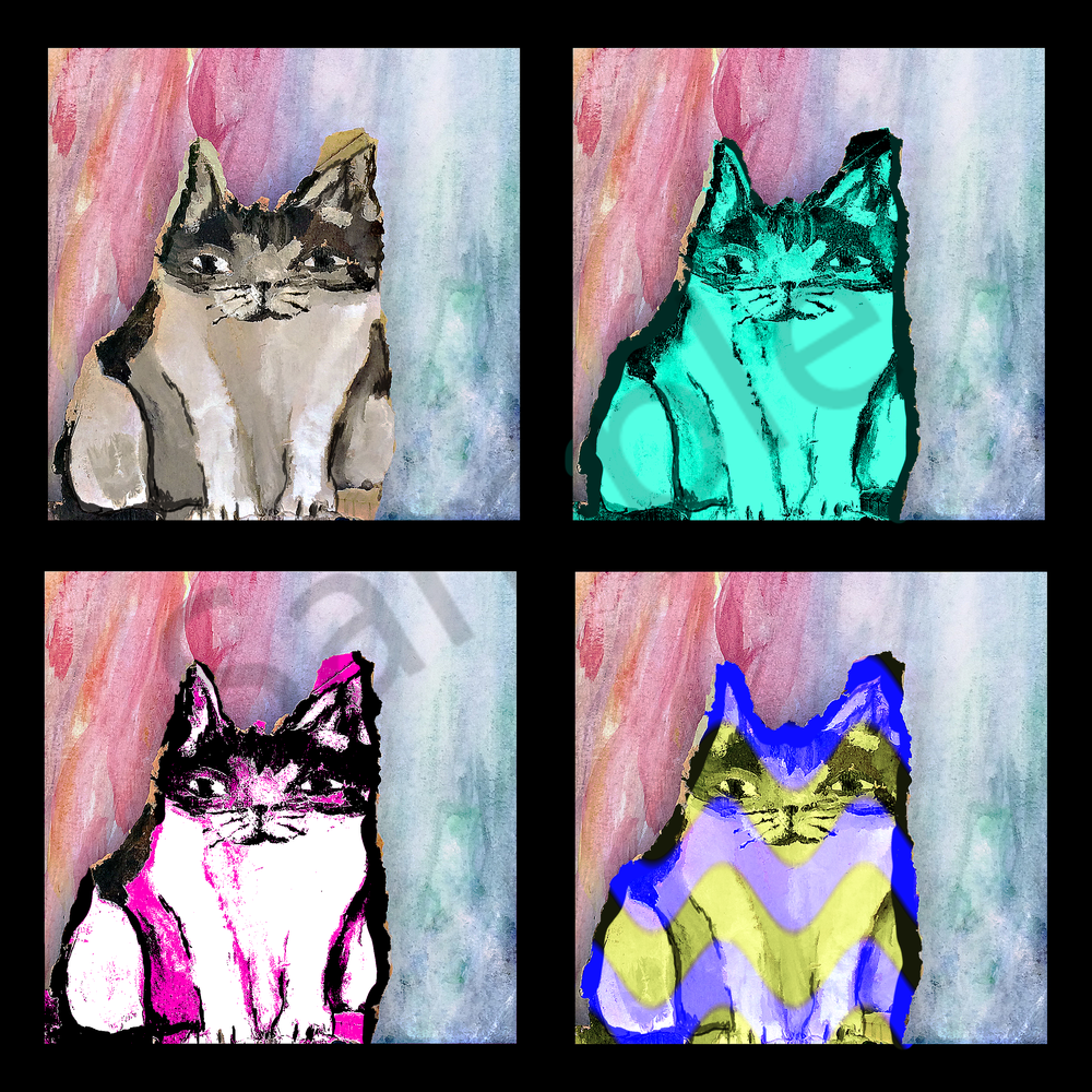 Warhol Themed Kitty Cats Art | Marie Stephens Art