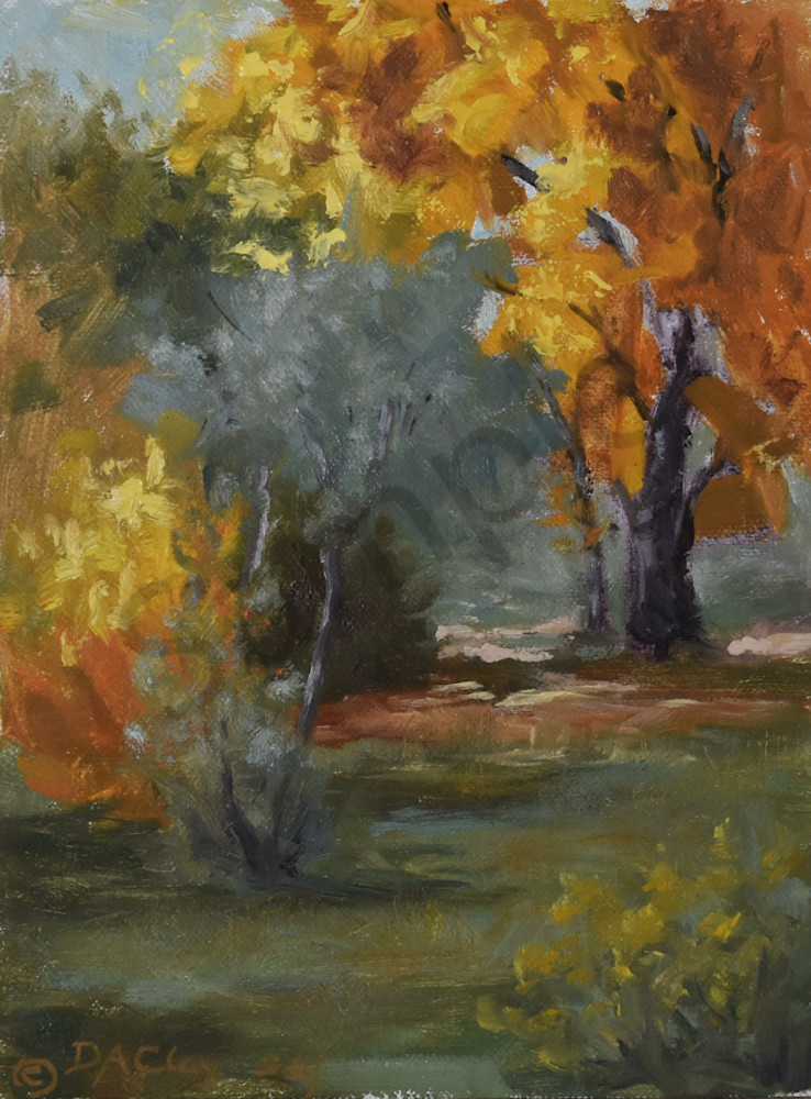 Autumn day oil painting by Debbie Clay
