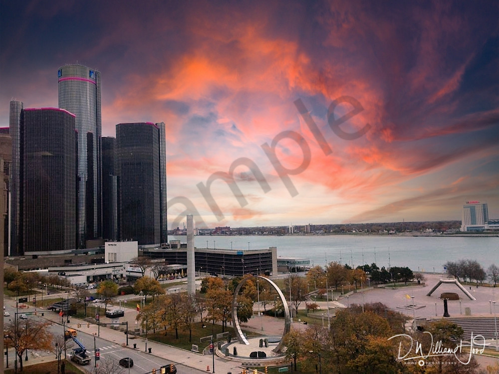 Detroit Waterfront Sky Photography Art | Hood Photoworks LLC