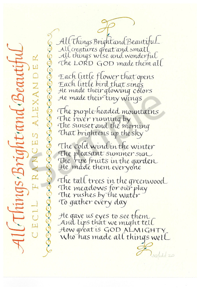 "Bright Beautiful" by North Carolina Prophetic Calligraphy Artist Susan Gladd | Prophetics Gallery
