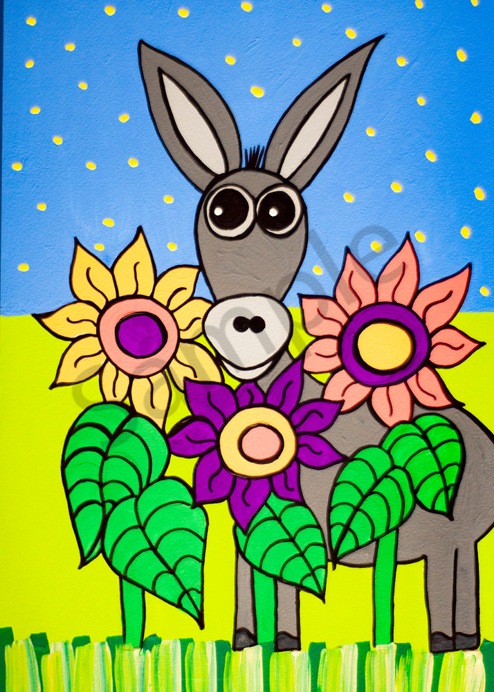 Donkey In The Flowers Art | arteparalavida