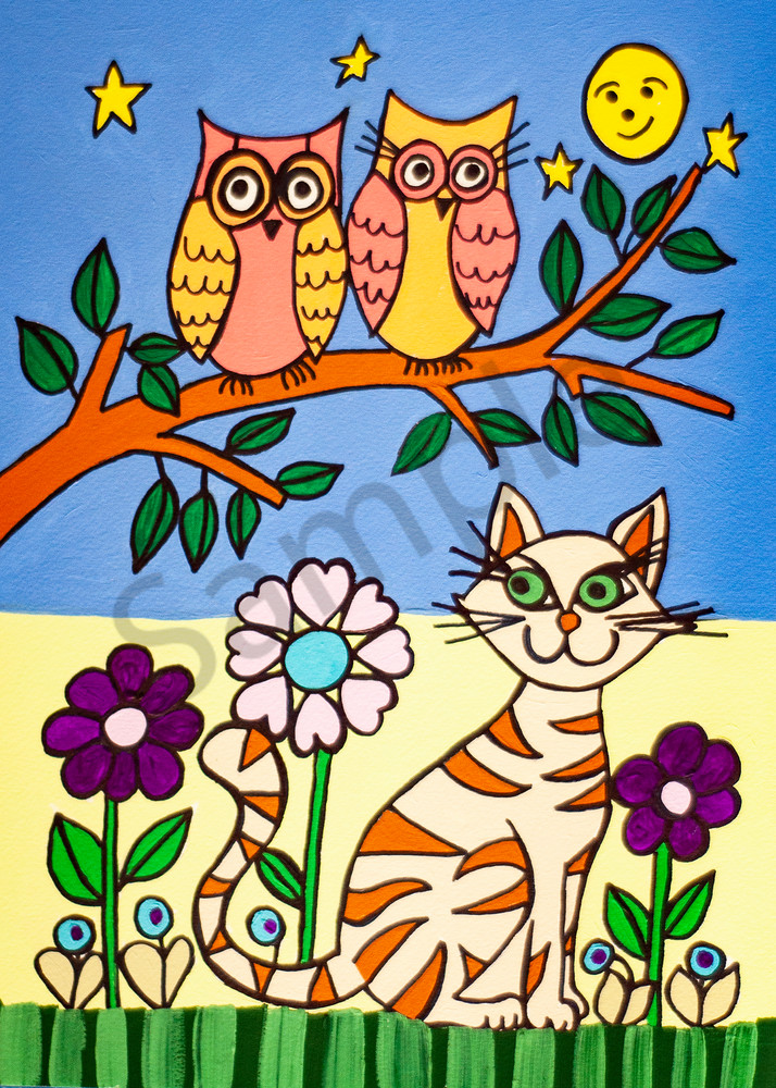 Cat And Owls Art | arteparalavida